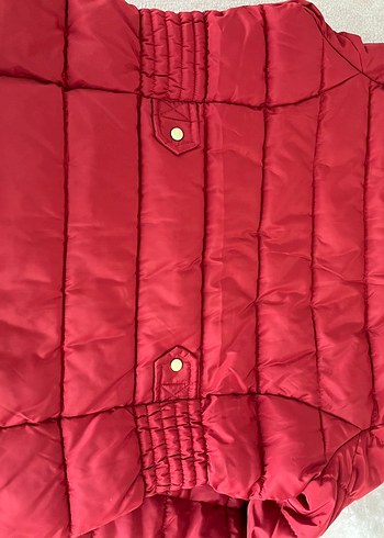 Bordo Kapüşonlu Kadın Kısa Kışlık Mont - Görsel 4