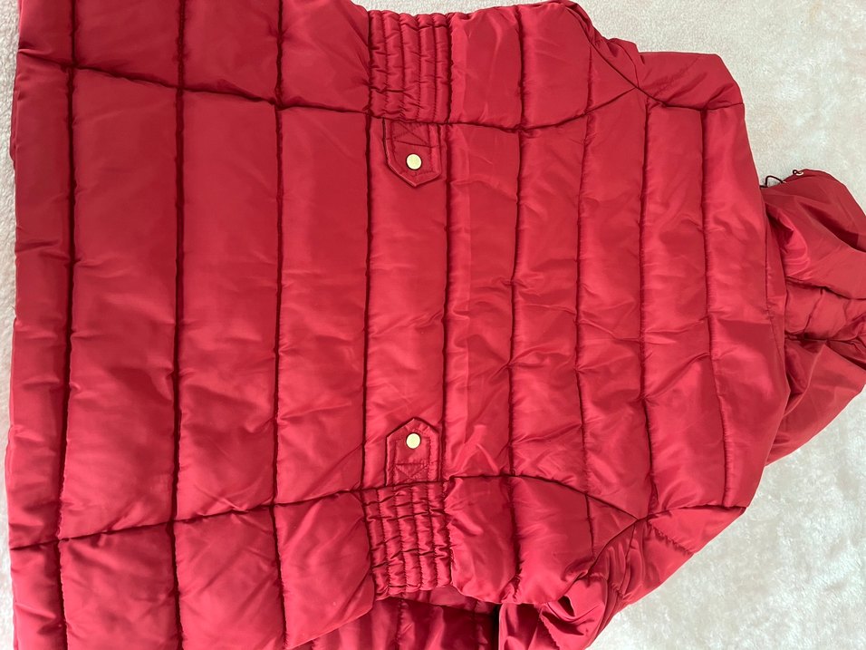 Bordo Kapüşonlu Kadın Kısa Kışlık Mont - Görsel 4