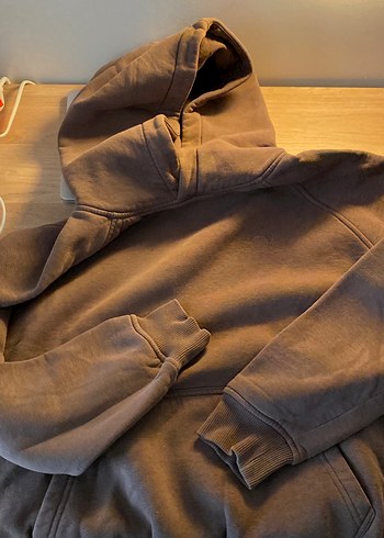 Kapüşonlu Oversize Kahverengi Sweatshirt