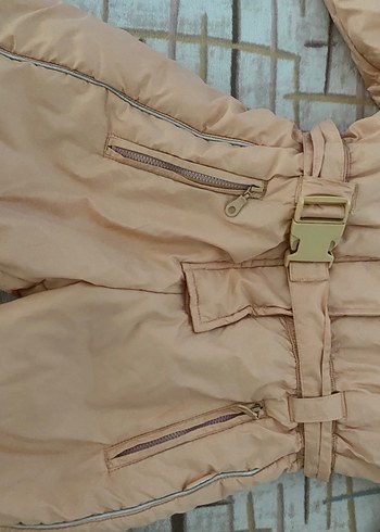 Kürklü Kapüşonlu Bebek Kız Tulumu kamp - Görsel 2