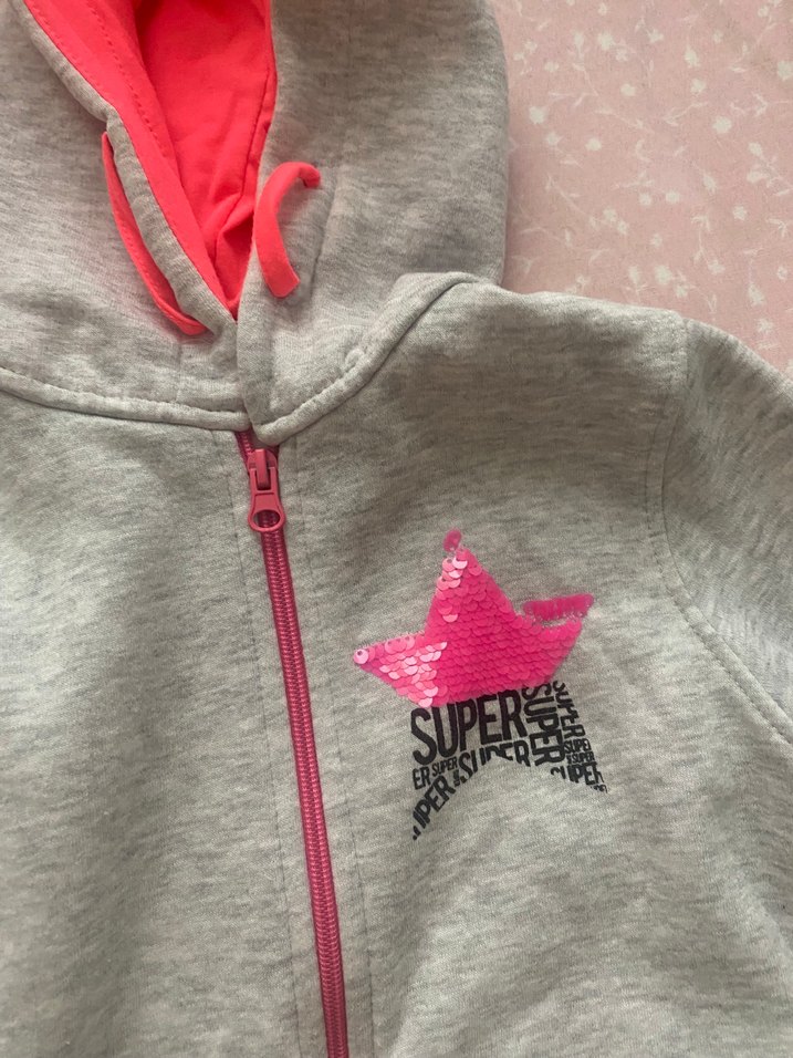 Kız Çocuk Kapüşonlu Fermuarlı Gri Sweatshirt - Görsel 2