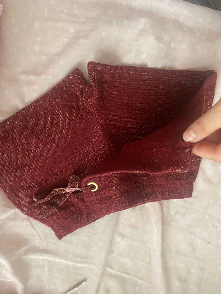 Bordo Düğmeli Keten Bohem Pantolon - Görsel 2