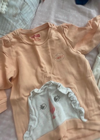 Pembe Baskılı Uzun Kollu Bebek Kıyafet Takımı - Görsel 2