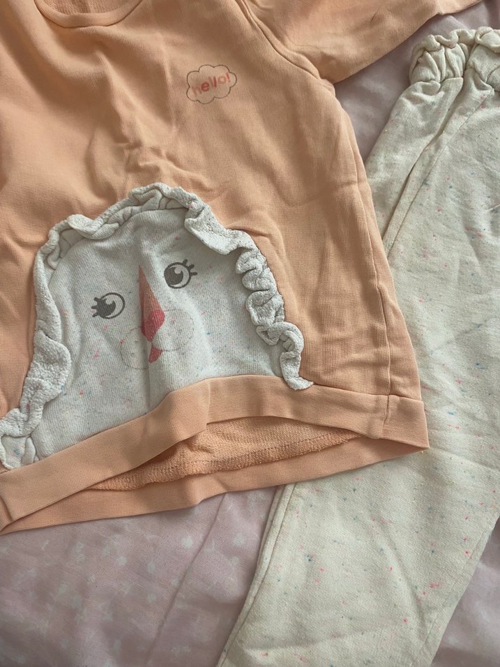 Pembe Baskılı Uzun Kollu Bebek Kıyafet Takımı - Görsel 4