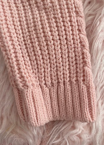 Kız Çocuk Pembe Kürklü Triko Mont - Görsel 3