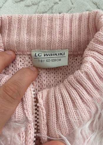 Kız Çocuk Pembe Kürklü Triko Mont - Görsel 4