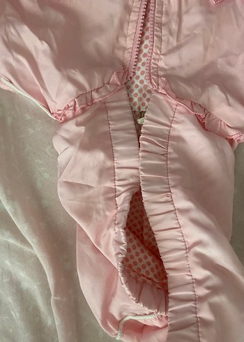 Kız Bebek Nakışlı Pembe Kaydırmaz yağmurluk - Görsel 3