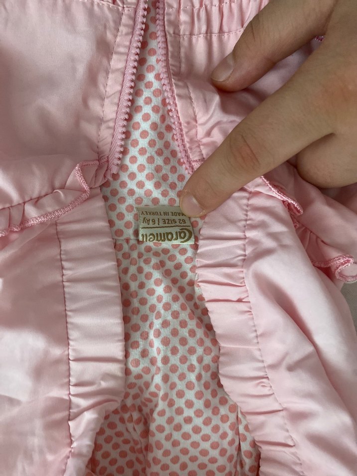 Kız Bebek Nakışlı Pembe Kaydırmaz yağmurluk - Görsel 4