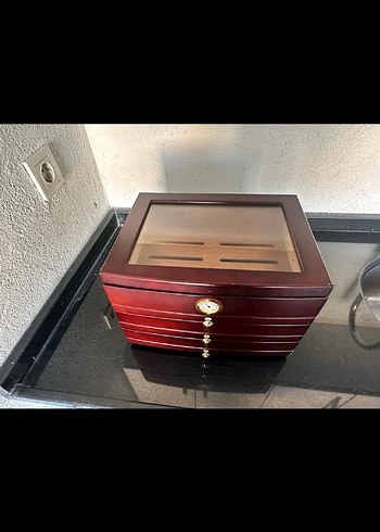 Bordo Ahşap HUMİDOR - Görsel 2