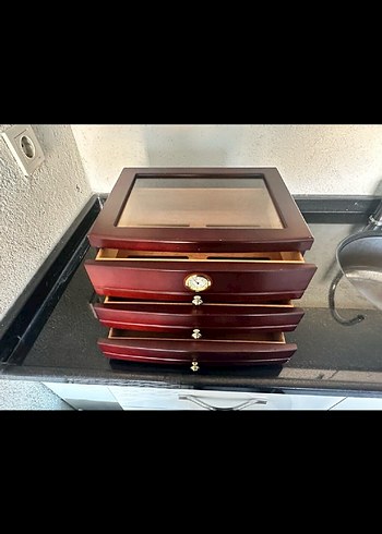 Bordo Ahşap HUMİDOR - Görsel 3