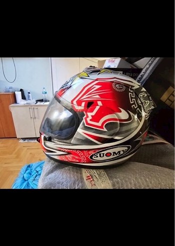 Parlak Kırmızı Desenli Biker Motosiklet Kaskı- SUOMY - Görsel 3