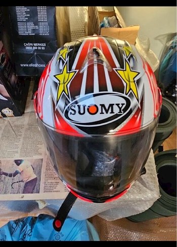 Parlak Kırmızı Desenli Biker Motosiklet Kaskı- SUOMY - Görsel 2