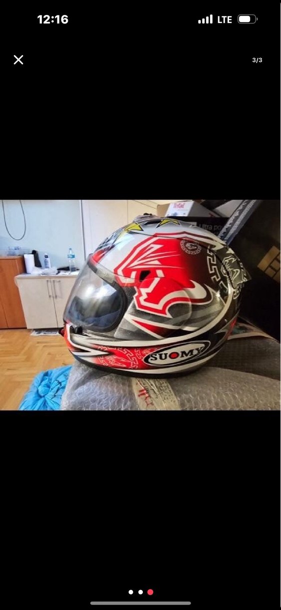 Parlak Kırmızı Desenli Biker Motosiklet Kaskı- SUOMY - Görsel 3