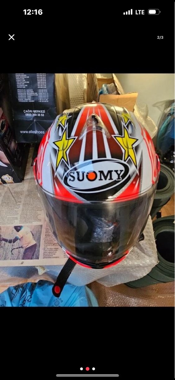 Parlak Kırmızı Desenli Biker Motosiklet Kaskı- SUOMY - Görsel 2