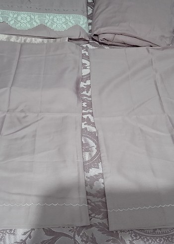 dantelli, lastikli çarşaflı,pamuk nevresim takımı çeyizlik sıfır - Görsel 8