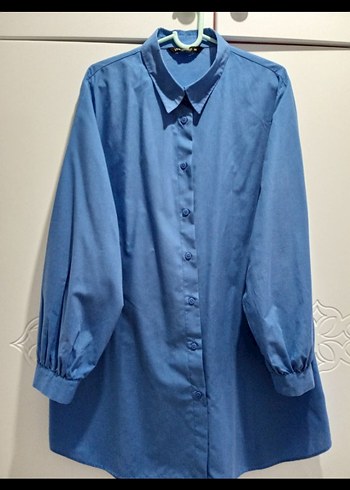 LCW mavi tunik gömlek balon kol - Görsel 4