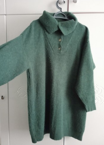 Yeşil Yakalı Örgü Kadın Kazak - Görsel 4