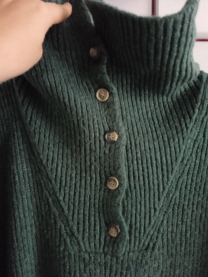 Yeşil Yakalı Örgü Kadın Kazak - Görsel 3