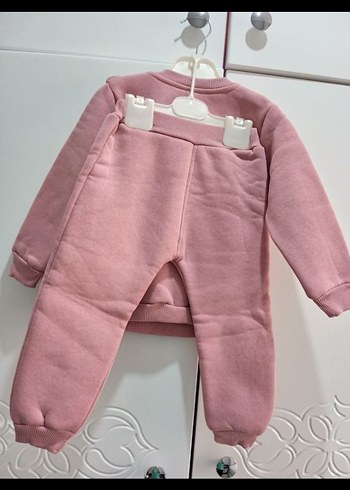 Pembe Nakışlı Örgü Bebek Kız Takımı - Görsel 3