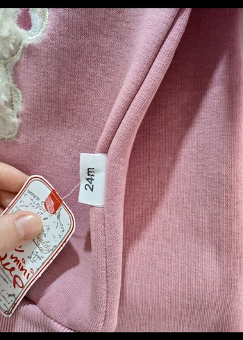 Pembe Nakışlı Örgü Bebek Kız Takımı - Görsel 4