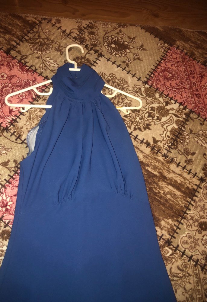 Mavi Drapeli Uzun Bohem Kadın Abiye Elbise - Görsel 2