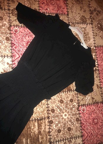 V Yaka Siyah Uzun  Elbise - Görsel 2