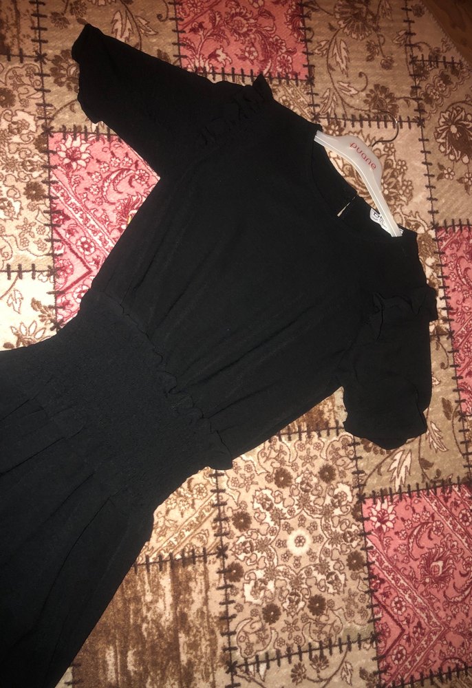 V Yaka Siyah Uzun  Elbise - Görsel 2