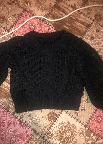 Kadın Siyah Bohem Örgü Boğazlı Kazak - Görsel 2