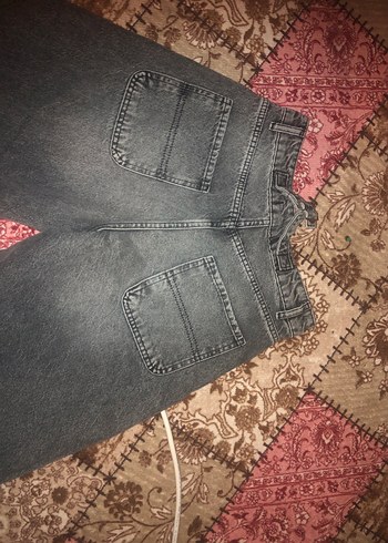 Gri bağlama desenli bol kesim baagy kot pantolon - Görsel 5