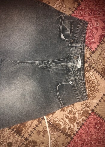 Gri bağlama desenli bol kesim baagy kot pantolon - Görsel 3