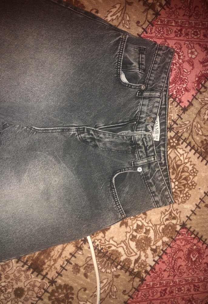 Gri bağlama desenli bol kesim baagy kot pantolon - Görsel 3