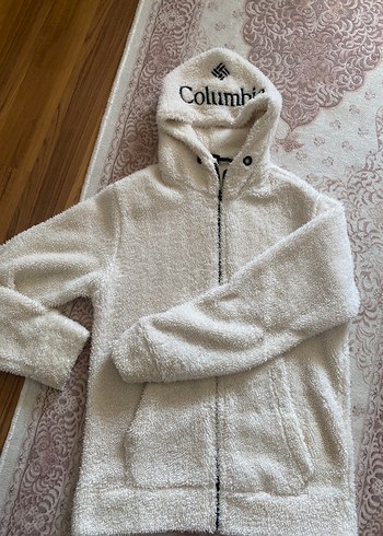 Columbia Beyaz Kapüşonlu Fermuarlı Kadın Ceket