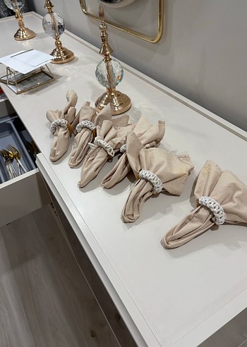 Sunumluk peçete ve yüzük 6 lı set - Görsel 3