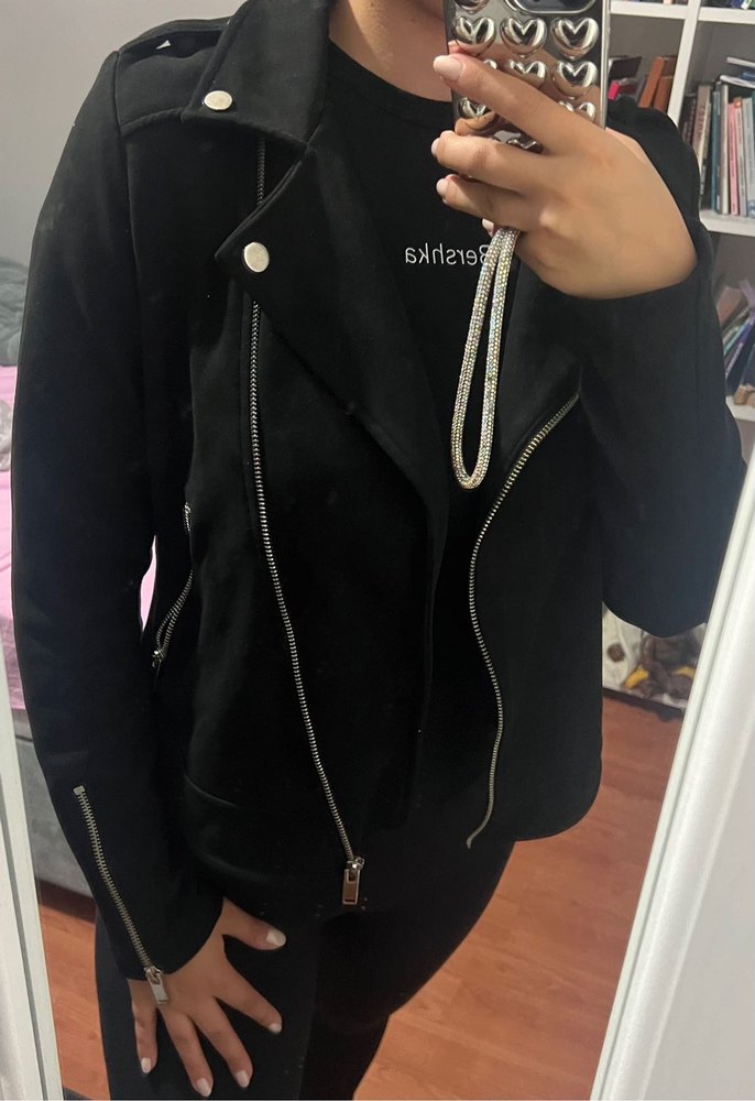 Siyah süet kumaş Ceket - Görsel 2