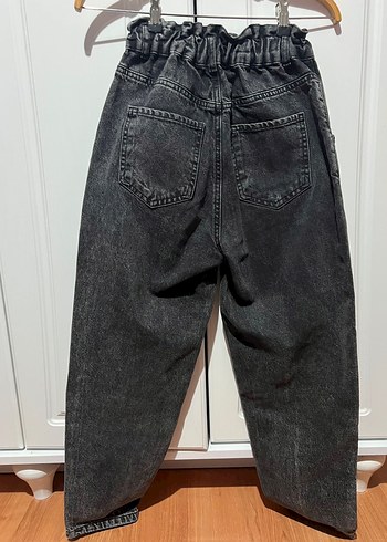 Gri Siyah Bol Kesim Kadın Kot Pantolon - Görsel 3