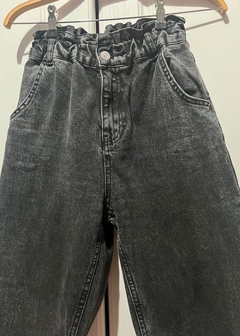 Gri Siyah Bol Kesim Kadın Kot Pantolon - Görsel 2