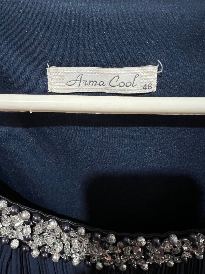 Nakışlı, Pilili, Lacivert Uzun Abiye Elbise - Görsel 4