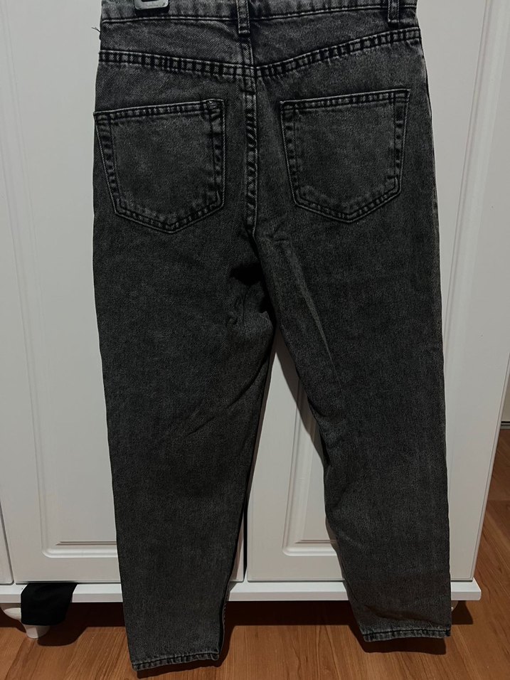 Gri Bol Kesim Midi Denim Kadın Jean - Görsel 5