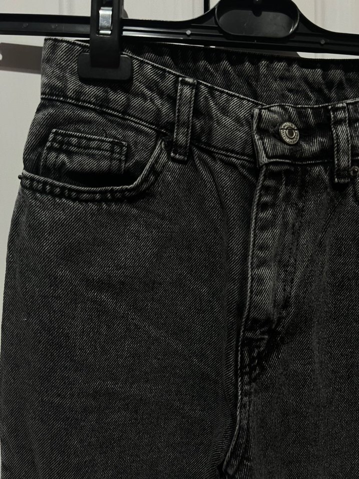 Gri Bol Kesim Midi Denim Kadın Jean - Görsel 3