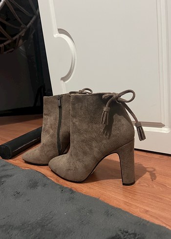 37 Beden camel Renk Bej Süet Stiletto Topuklu Kadın Bot