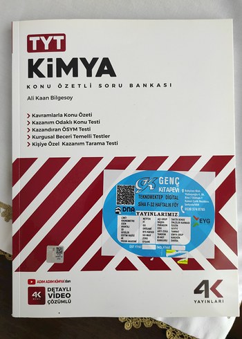 4K yayınları TYT Kimya Konu Özetli Soru Bankası