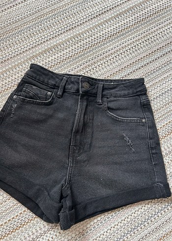 Siyah Kadın Mini Denim Şort - Görsel 2