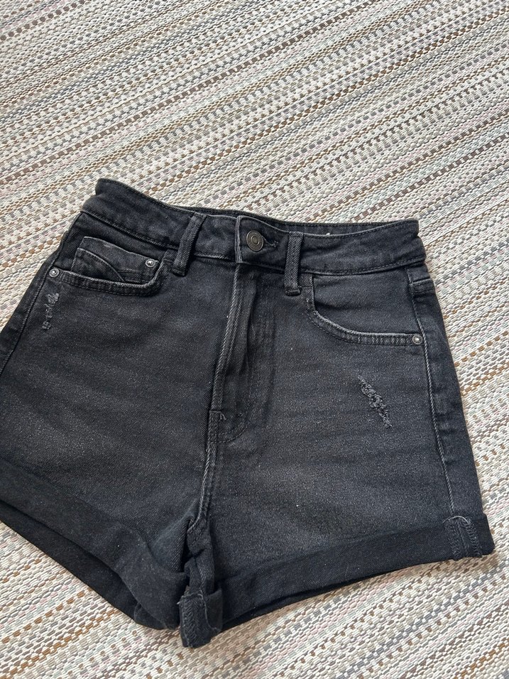 Siyah Kadın Mini Denim Şort - Görsel 2