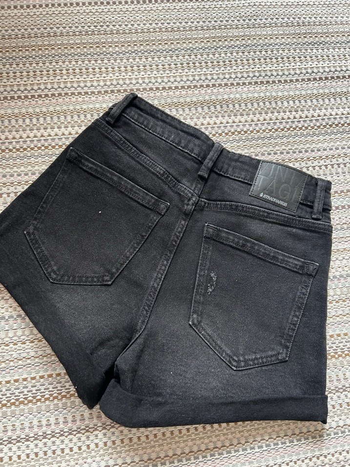 Siyah Kadın Mini Denim Şort - Görsel 3