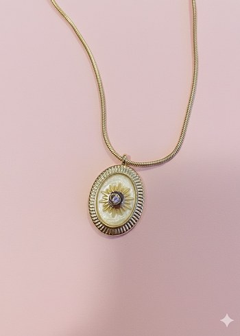 Altın Renkli Zincir Detaylı Midi Kolye - Görsel 2