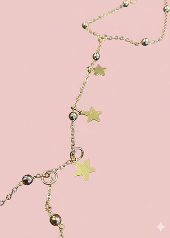 Yıldız Detaylı Altın Renkli Kadın El Zinciri - Görsel 2