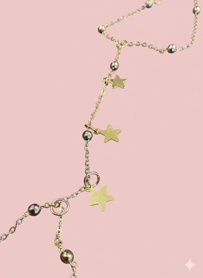 Yıldız Detaylı Altın Renkli Kadın El Zinciri - Görsel 2