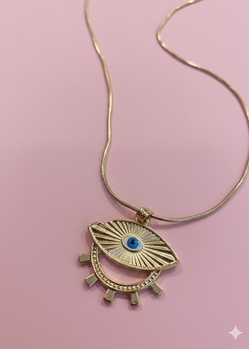 Altın Renkli Zincir Detaylı Bohem Kolye - Görsel 2