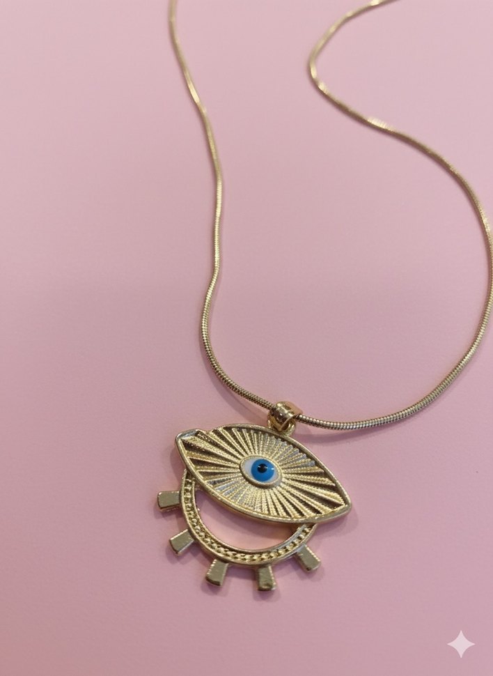 Altın Renkli Zincir Detaylı Bohem Kolye - Görsel 2