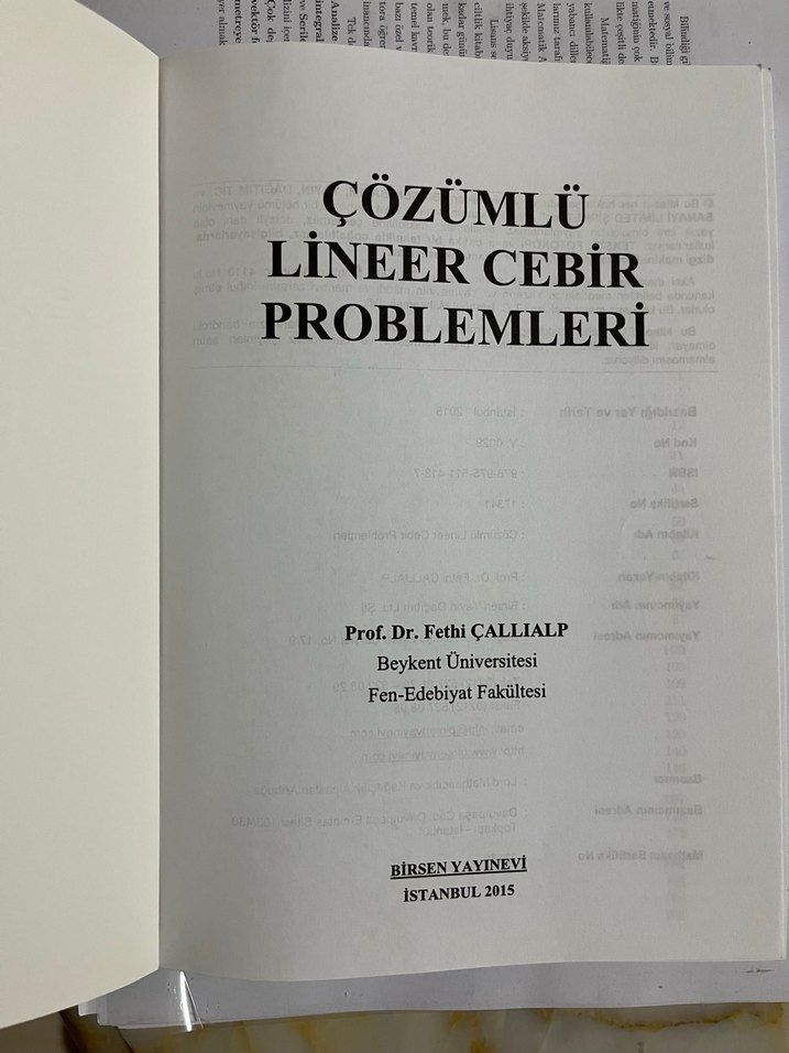 Çözümlü Lineer Cebir Problemleri Kitabı - Görsel 3